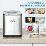 HOMCOM Gelatiera da 1.5L in Acciaio per Gelati, Yogurt e Milkshake, 38.4x24x32cm