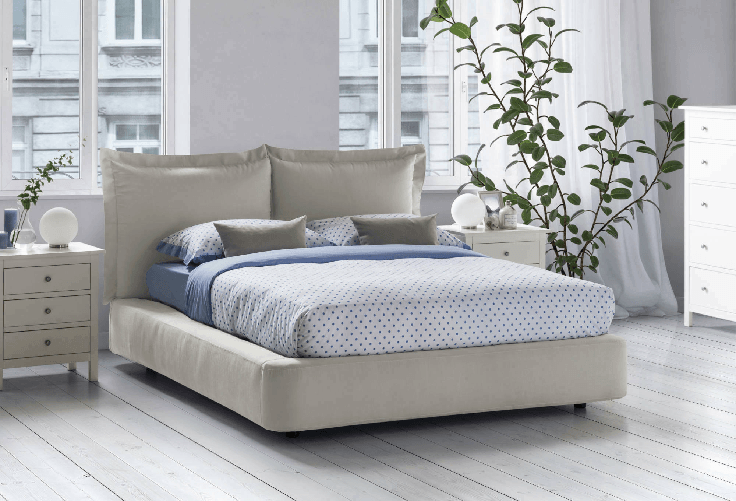 Talamo Italia Letto matrimoniale Dbonn, Letto contenitore con rivestimento in tessuto