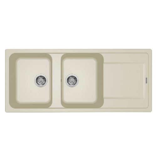 Elleci-Lavello-Incasso-2-vasche-116x50-Life-500-Granitek-Bianco-Antico-LG250062