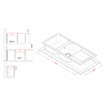 Elleci-Lavello-Incasso-2-vasche-116x50-Life-500-Granitek-Grigio-Tortora-LG250043