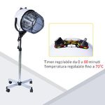 HOMCOM Casco Asciugacapelli Professionale Portatile con Ruote Girevoli, Altezza e Temperatura Regolabili Timer 60 Minuti, 65x65x115-165cm