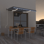 Tenda Automatica con Sensore Vento e LED 300x250cm Blu e Bianca