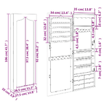 vidaXL Armadio Portagioie con Specchio a Muro Bianco 37,5x10x106 cm