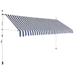 Tenda da Sole Retrattile Manuale 350 cm a Strisce Blu e Bianche