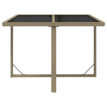 vidaXL Tavolo da Giardino Beige 109x107x74 cm in Polyrattan e Vetro