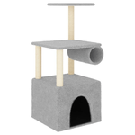 vidaXL Albero per Gatti con Tiragraffi in Sisal Grigio Chiaro 109,5 cm