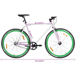 vidaXL Bicicletta a Scatto Fisso Bianca e Verde 700c 59 cm