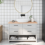 vidaXL Piano Bagno 120x40x4 cm in Legno Massello Non Trattato