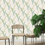 DUTCH WALLCOVERINGS Carta da Parati Foglie Tropicali Grigio e Verde