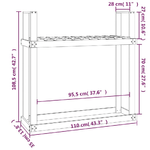 vidaXL Portalegna Nero 110x35x108,5 cm in Legno Massello di Pino