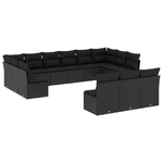 vidaXL Set Divani da Giardino 13pz con Cuscini Nero in Polyrattan