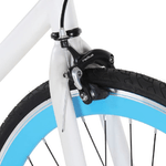 vidaXL Bicicletta a Scatto Fisso Bianca e Blu 700c 55 cm