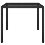 vidaXL Tavolo Giardino 90x90x75 cm Vetro Temperato e Polyrattan Nero