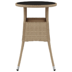 vidaXL Tavolo da Giardino Ø60x75 cm Vetro Temperato e Polyrattan Beige