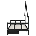 vidaXL Giroletto per Bambini con Cassetti Nero 90x190 cm Massello Pino