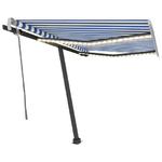 Tenda da Sole Retrattile Manuale con LED 350x250cm Blu e Bianca