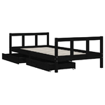 vidaXL Giroletto per Bambini con Cassetti Nero 90x190 cm Massello Pino