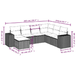 vidaXL Set Divani da Giardino 7 pz con Cuscini Beige in Polyrattan