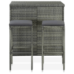 vidaXL Set da Bar 3 pz in Polyrattan Grigio