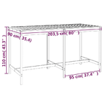 vidaXL Tavolo da Giardino Bianco 203,5x90x110cm Legno Massello di Pino