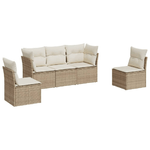 vidaXL Set Divano da Giardino 5 pz con Cuscini Beige in Polyrattan