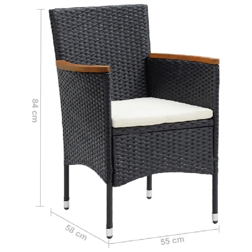 vidaXL Set da Pranzo per Giardino 5 pz con Cuscini Polyrattan Nero