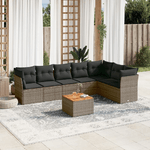 vidaXL Set Divano da Giardino 8 pz con Cuscini Grigio in Polyrattan