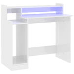 Scrivania con LED Bianco Lucido 97x45x90cm in Legno ingegnerizzato