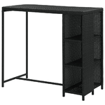 vidaXL Tavolo da Bar con Ripiani Nero 120x60x110 cm in Polyrattan