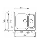 CM Matico 58 x 50 2V Lavello ad incasso Quadrato Acciaio inossidabile