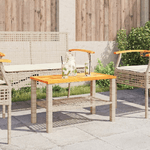 vidaXL Tavolo da Giardino Beige 70x38x42 cm Polyrattan e Legno Acacia