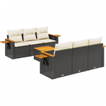 vidaXL Set Divani da Giardino con Cuscini 7pz Nero Polyrattan