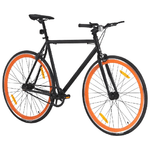 vidaXL Bicicletta a Scatto Fisso Nera e Arancione 700c 55 cm