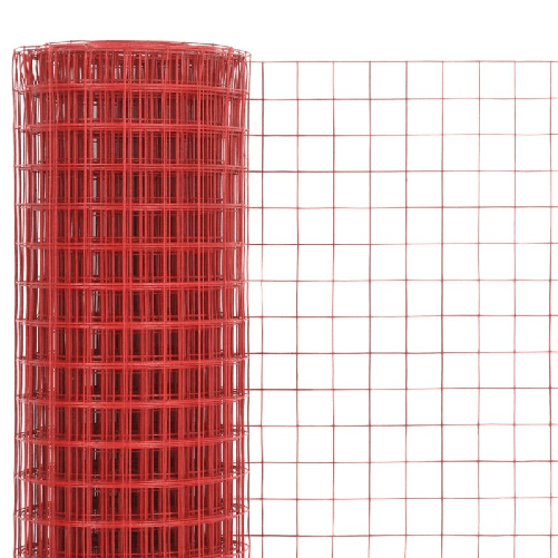 vidaXL Recinzione in Rete per Pollaio in Acciaio e PVC 25x1,5 m Rossa