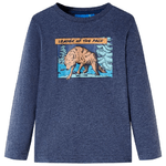 Maglietta da Bambino Maniche Lunghe Blu Scuro Mélange 128