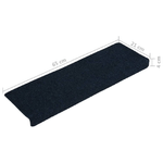 Tappetini per Scale Tessuto Agugliato 15 pz 65x21x4 cm Blu