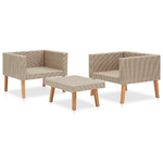 vidaXL Set Divani da Giardino 3 pz con Cuscini in Polyrattan Beige