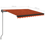 Tenda Retrattile Manuale con LED 3,5x2,5m Arancio e Marrone