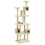 vidaXL Albero per Gatti con Tiragraffi in Sisal Crema 188 cm