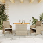 vidaXL Set da Bistrò 3 pz con Cuscini Beige in Polyrattan