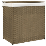 Cesto Portabiancheria con 2 Sezioni 53x35x57 cm Polyrattan