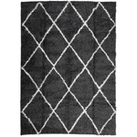 vidaXL Tappeto Shaggy a Pelo Lungo Moderno Nero e Crema 200x280 cm