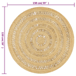 Tappeto Lavorato a Mano in Juta Intrecciata 150 cm