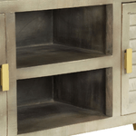 vidaXL Mobile TV Legno Massello di Mango Grigio e Ottone 110x30x48cm