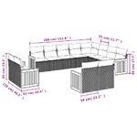 vidaXL Set Divani da Giardino 12 pz con Cuscini Nero in Polyrattan
