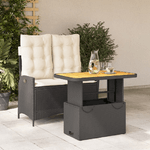 vidaXL Set da Pranzo da Giardino 2 pz con Cuscini Nero in Polyrattan