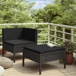 vidaXL Set Divani da Giardino 2 pz con Cuscini in Polyrattan Nero