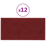 Pannelli Murali 12 pz Rosso Vino 30x15 cm Tessuto 0,54 m²