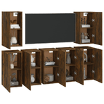 Mobili TV 7 pz Rovere Fumo 30,5x30x60 cm in Legno ingegnerizzato