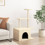 vidaXL Albero per Gatti con Tiragraffi in Sisal Crema 110 cm